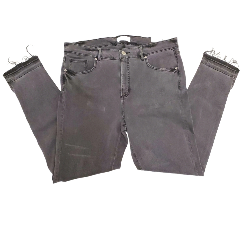 LOFT Black High-Rise Skinny Jeans with Raw Hem